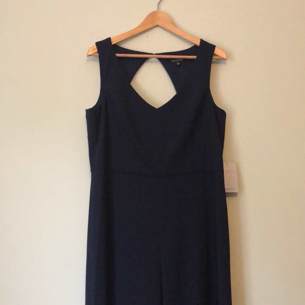 MARINA Y2K, Minimalist Feminine, Sexy Navy Blue Jumpsuit, NWT Sz 14 - Picture 5 of 17